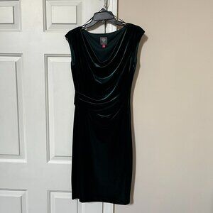 Vince Camuto Deep Green Velvet Dress, Size 6